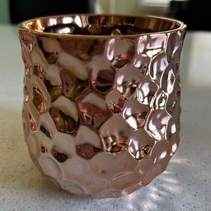 Hammered metal, copper tone vase